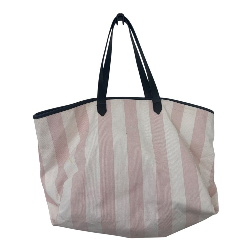 Victoria's Secret “Love” Pink and White Striped large Tote Bag - Picture 2 of 14
